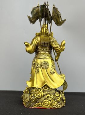 纯铜关公摆件武财神铜像站提刀关公拿印款关帝家居店铺摆件