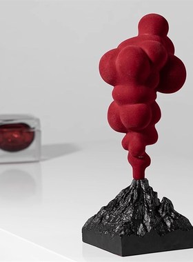 极简简约现代红色创意趣味火山喷发摆件客厅电视柜U样板房装饰摆