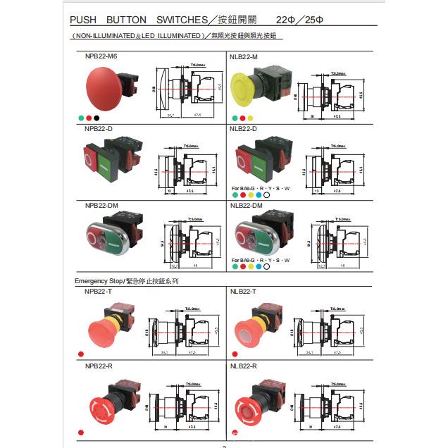 贺电按钮开关NPB22-F11GA NPL22-E11GA NPB22-E10RA NPL22-M01YA - 图1