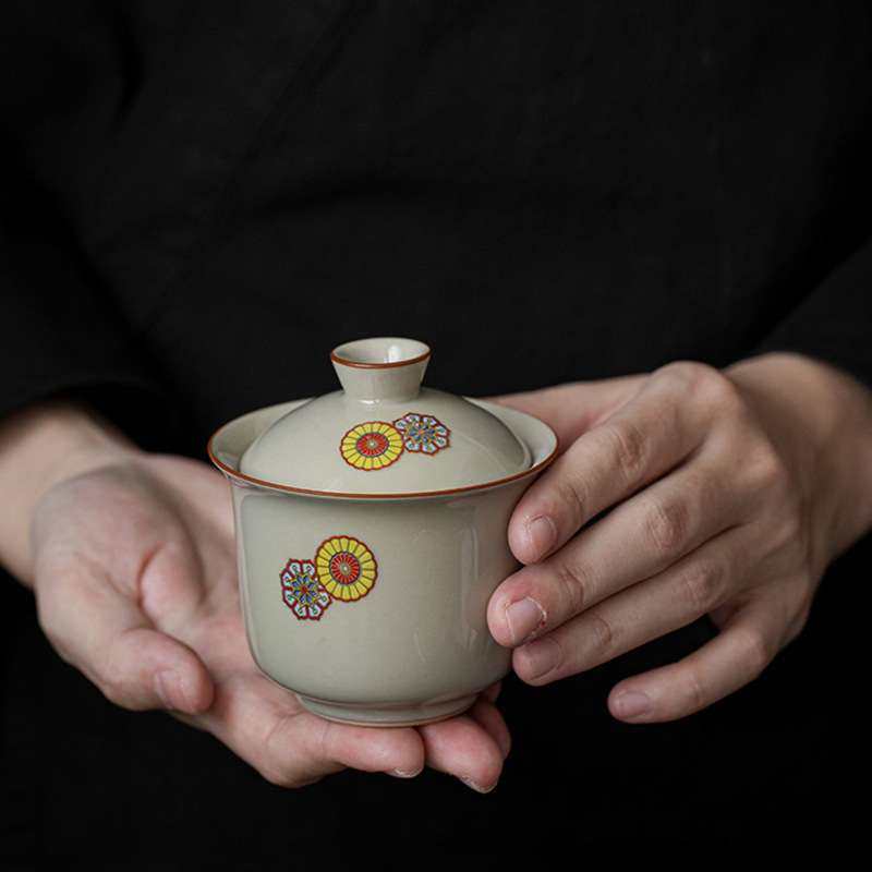 草木灰陶瓷盖碗个人小容量120毫升泡茶碗中式二才盖碗复古敬茶碗,淘宝优惠券,粉丝福利购,淘宝优惠卷