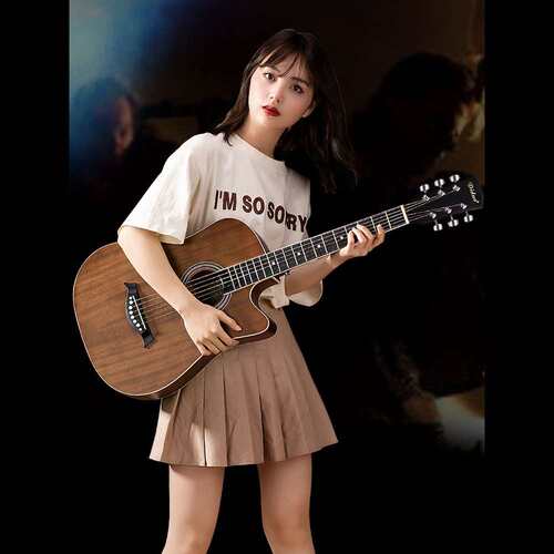 蒂朵38寸吉他初学者41寸男生入门成人练习乐器女学生民谣木吉它 - 图0