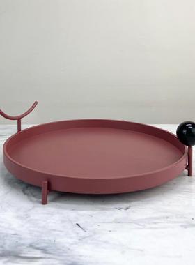 现代极简轻奢金属浪漫托盘 收纳盘样板房售楼部客厅软装饰品