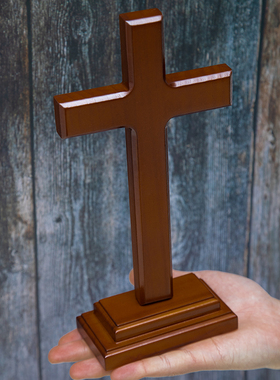 橡木色实木d十字架摆件 教会用品 家用摆件装饰物品 小礼物品