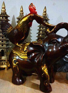 公鸡办公桌鸡家居如意摆件饰品店铺吉祥摆设铜象大象铜玄关