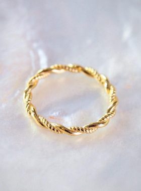 洗手不用摘经典简约可水洗不褪色法式双层扭纹个性戒指麻花指环女