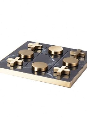 意式极简轻奢九宫格旗盘摆件现代软装样板间客厅茶几家居饰品配搭