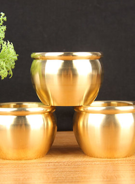 新款迷你d款铜缸摆件 彩绘招字铜聚宝盆缸摆件