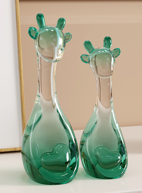 透明小鹿家居桌面摆件客厅酒柜电视柜玄关创意装饰品现Y代轻奢高