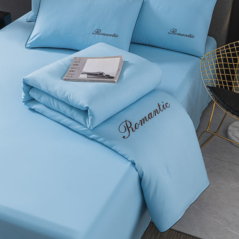 被套四件套春秋床上床单床品纯色简约全棉单人纯P色小清新1.8米床 - 图0
