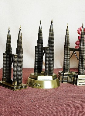 米国地标知名建筑金属模型双子塔双子星大楼O模型创意工艺品摆件
