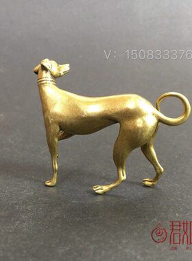 纯铜狗小摆件 摆件手把件立金狗铜实心十二生肖铜站小狗 狗