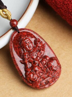 本命佛件大砂量守护神高含原矿八十二生肖吊坠晶体砂颗粒朱砂