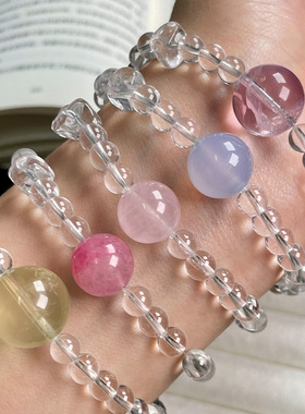 天然水晶手串女高透白水晶手链