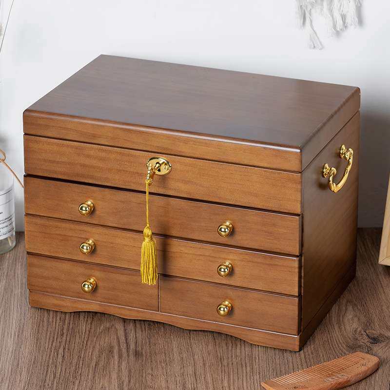 复古首饰盒古风带锁木质中国风中式梳妆盒家用绒布首饰珠宝收纳盒,淘宝优惠券,粉丝福利购,淘宝优惠卷