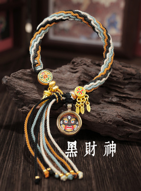 手绘擦擦藏式编织手绳手绘唐卡本