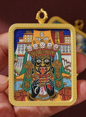 【纯手绘】扎基拉姆唐卡吊坠黄铜