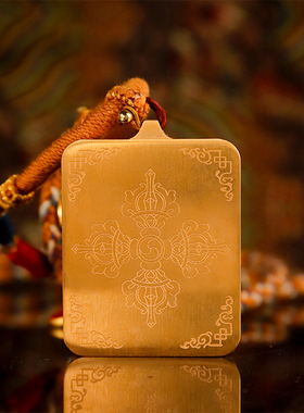 纯手绘五条经文六字真言唐卡吊坠