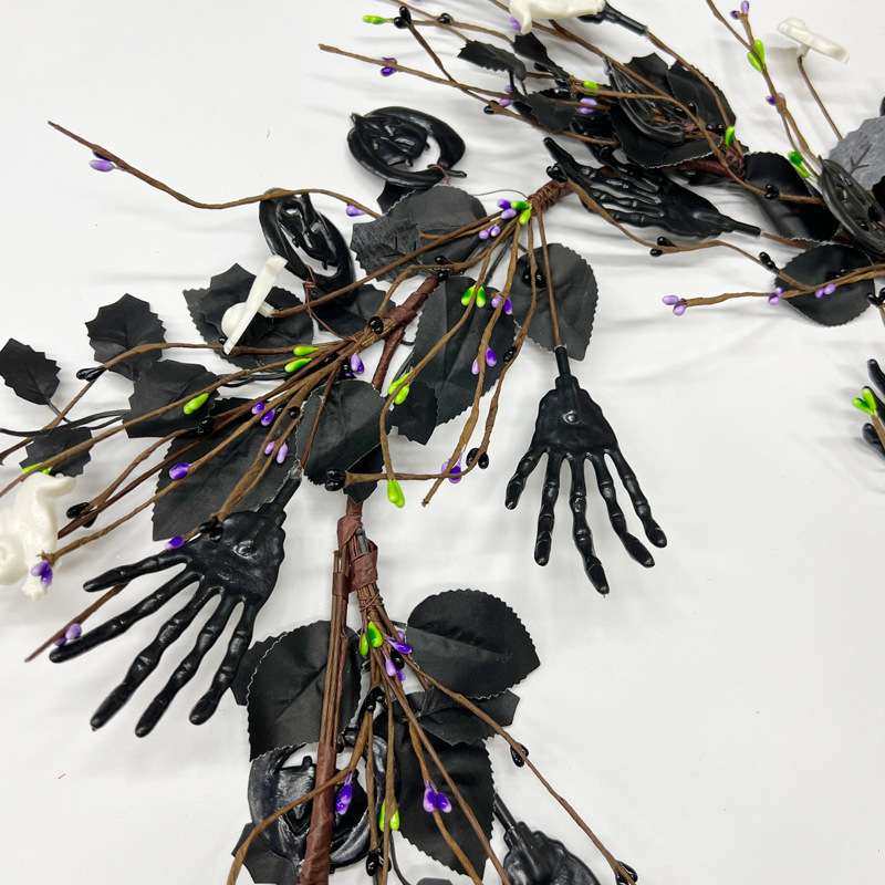 亚马逊新品万圣节仿真黑色枫叶藤条节日装饰幽灵蜘蛛装饰门挂藤条,淘宝优惠券,粉丝福利购,淘宝优惠卷