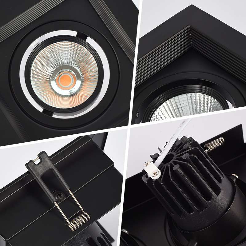 Embedded LED spotlight single head double head bean bold light clothing store shopping mall ceiling downlight COB square grille light