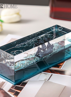 黑珍珠号流体游轮游体漂流瓶永不翻船的摆件汽车S车载桌面装饰品