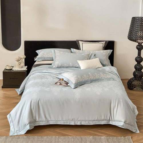 新款轻奢天丝棉磨毛四件套亲肤丝滑印花床品秋冬柔软高端床上用品 - 图1