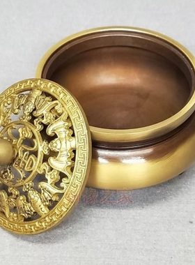 包邮新款 黄铜怀旧龙底三足款熏盘香炉办公室卧室桌面工艺品摆件