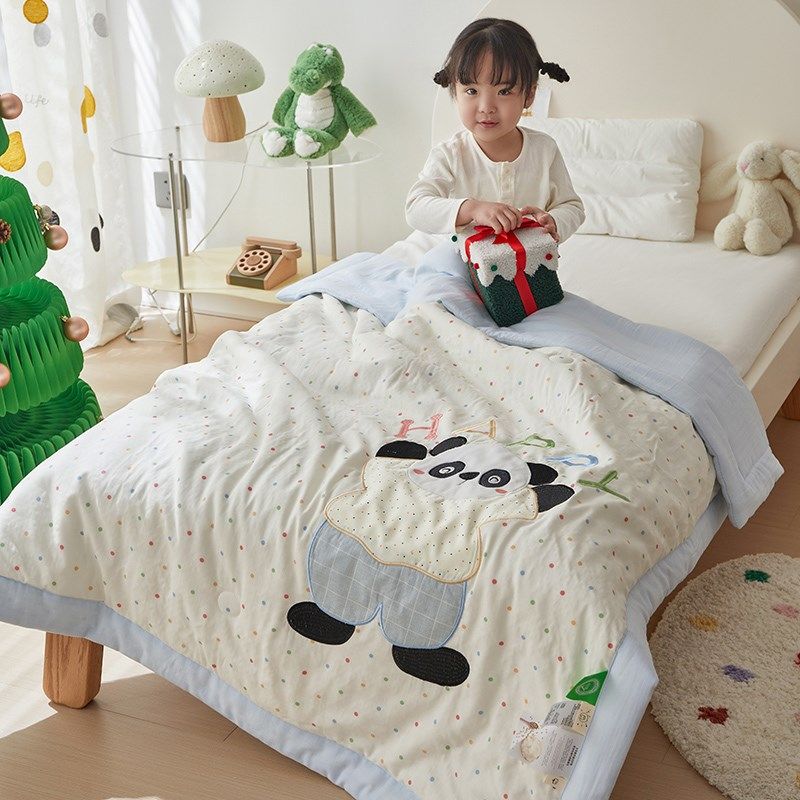 2025新款A类宝宝全棉空调被双层纱贴布绣大豆婴儿童夏凉被子被芯,淘宝优惠券,粉丝福利购,淘宝优惠卷