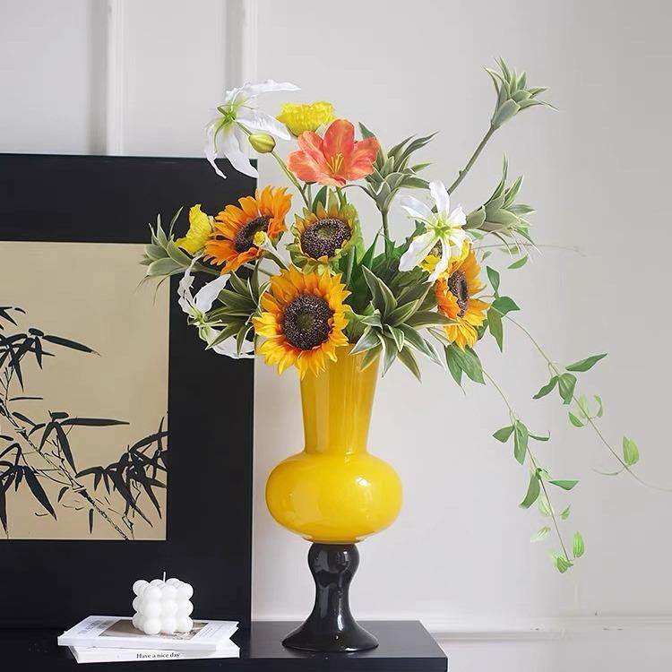 新中式高脚花瓶中古风琉璃软装摆件鲜花百合水养玻璃花器,淘宝优惠券,粉丝福利购,淘宝优惠卷