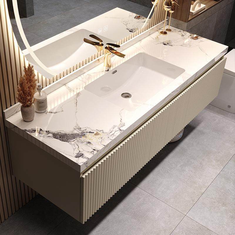 新款圆镜实木岩板陶瓷无缝一体盆浴室柜组合卫生间洗手洗脸洗漱台,淘宝优惠券,粉丝福利购,淘宝优惠卷