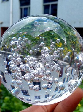 透明水晶气泡球摆件转运球桌面客厅办公室装饰品假山流水喷泉配件