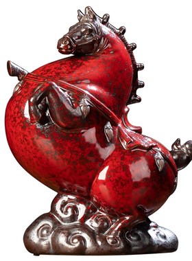 办公桌生肖马摆件陶瓷唐马摆件小号招财客厅玄关酒柜桌面装饰品