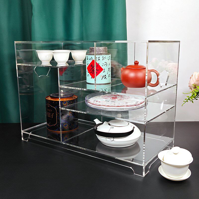 Acrylic transparent Bogu rack tea set teacup display rack tea ornaments storage rack table V-sided purple sand pot storage