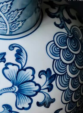 不止收纳丰润之家淡青花瓷花瓶花器摆件玄关客厅书房新中式摆