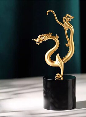 威弗列德铜龙摆件铜工艺品办z公桌面饰品礼盒装龙年生肖商务礼品