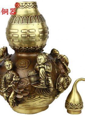 纯铜葫芦葫芦宇卓仙八铜工艺品摆件葫芦黄铜铜器铜葫芦