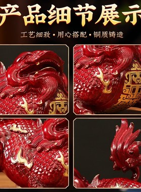 富贵麒麟彩绘色工艺品o摆件一对办公室桌面装饰品店铺开业摆饰送