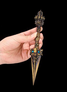 杵普巴金刚橛家居摆件纯铜金刚三杵普巴杵面尼泊尔金刚手工雕刻