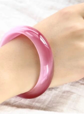 高冰水润美人镯粉玉髓粉紫色玛瑙