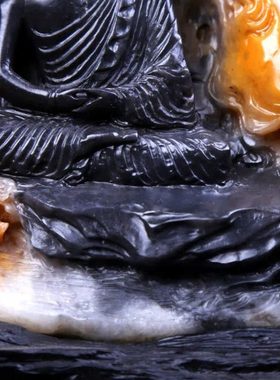 湘崎雀寿山石佛光普照家居摆件书房客厅桌面装饰手作摆设工艺品