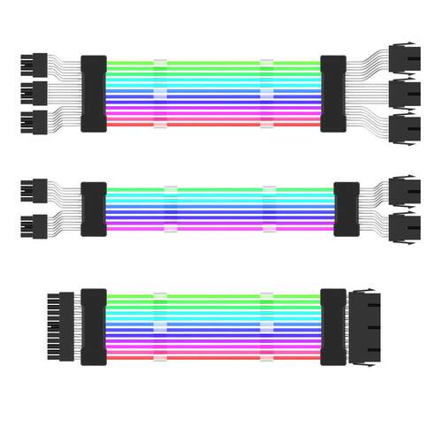 ARGB神光同步主板24P显卡2*8P 3*8P转接线PCIE5.0转双8发光延长线 - 图2