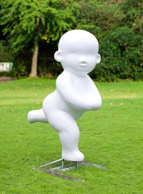户外玻璃纤维读书人物雕r塑运动小孩抽象人型学校园林景观草坪小