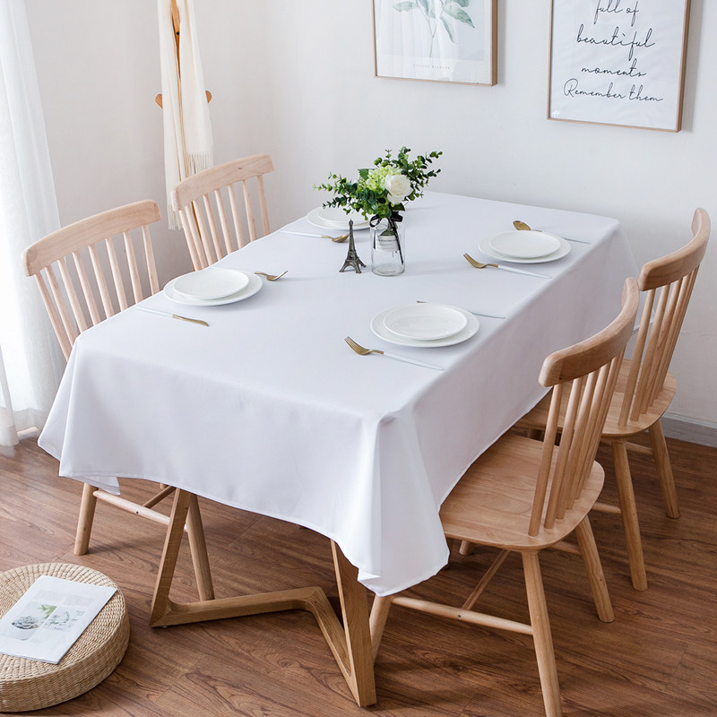 白色纯色桌布布艺酒店西餐婚庆会议宴会圆桌欧式拍照背景餐厅桌布 - 图2