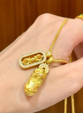 古法金包银d貔貅金刚杵吊坠女降魔杵吊坠莫桑钻韦雪同款项炼送女