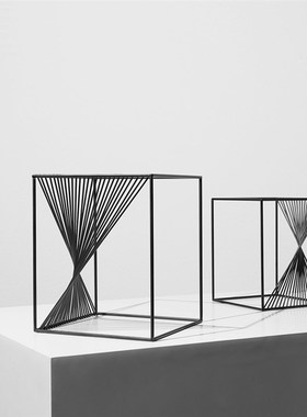 简约现代透明玻璃几何摆件客厅书房软装样板房轻奢V摄影道具装饰