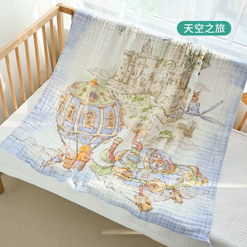 婴儿精梳棉六层纯棉纱布大裹巾吸水洗澡初生宝宝浴巾新生儿盖毯 - 图1