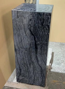 天然银白龙古木纹大理石雕塑摆件底座展台现代装饰品饰Z品落地摆