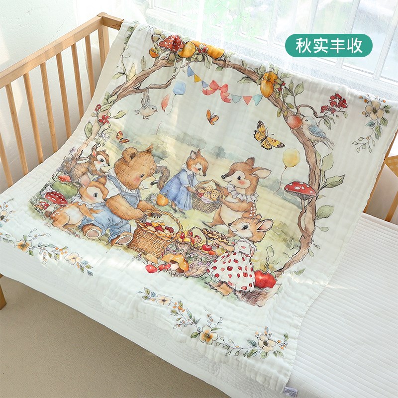 婴儿精梳棉六层纯棉纱布大裹巾吸水洗澡初生宝宝浴巾新生儿盖毯 - 图2