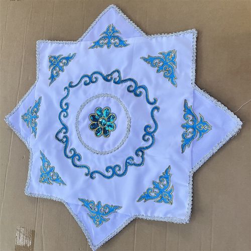 麻纱面料3层无流苏内扣手绢八角巾手工缝制新款双面花 - 图0