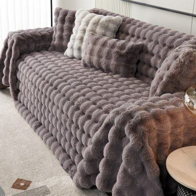 兔毛绒沙发垫冬季加厚毛绒防滑坐垫2024新款沙发套罩全盖布靠背巾,淘宝优惠券,粉丝福利购,淘宝优惠卷