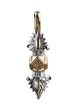 S925银【转五钴金刚杵】w吊坠挂件配饰 男霸气个性可转动挂坠